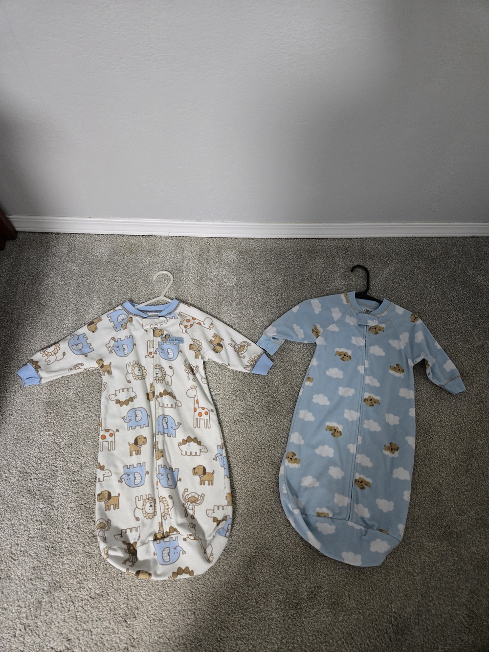 Blue and Cream Baby Sleep Gowns - Animal Print Kids Pajamas